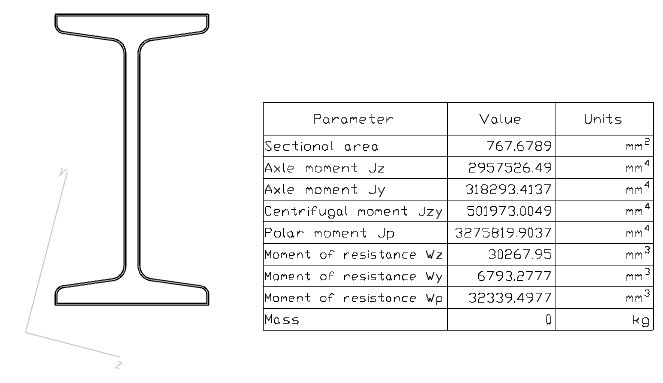 CAD software Calculate section characteristics 13