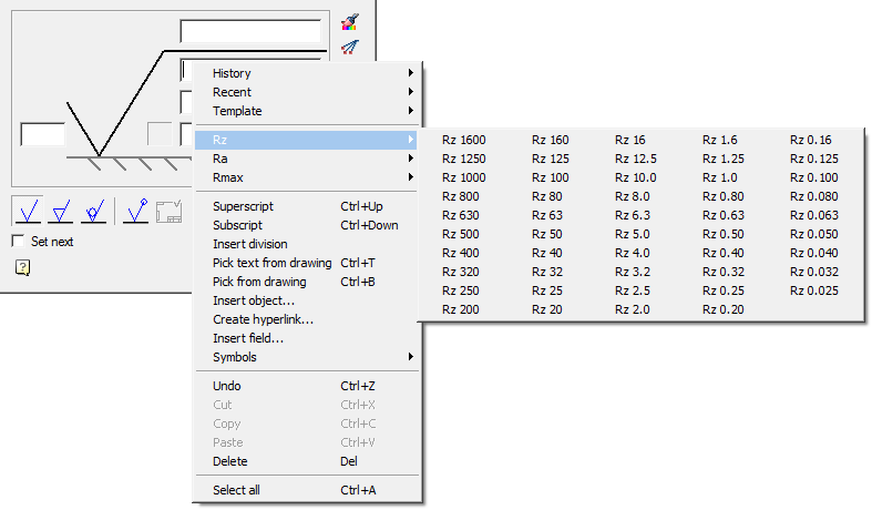 CAD drawing Designation of surface texture 8
