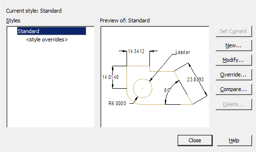 CAD drafting Dimension Style Manager 9