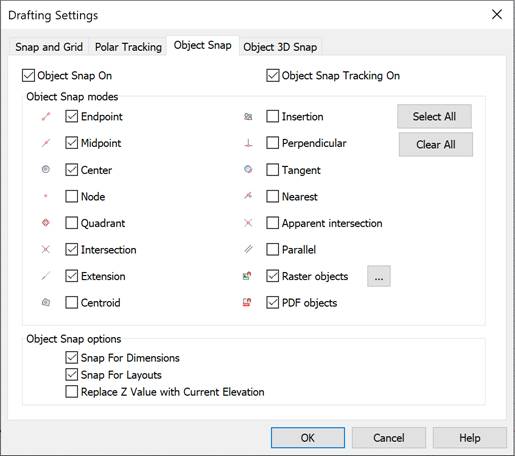 CAD drafting Object Snap Mode OSNAP 6