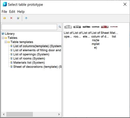 CAD software Interface of the Table Editor Dialog 124