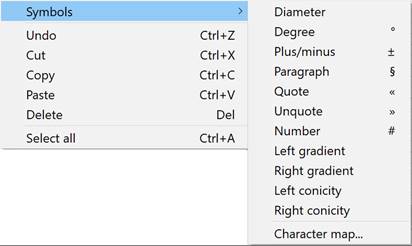 CAD drafting Input Field Context Menu 3