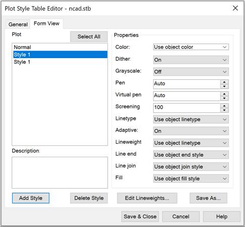 CAD software Plot Styles 13